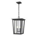 Z-Lite Seoul 2 Light Outdoor Chain Mount Ceiling Fixture, Black & Clear 571CHB-BK